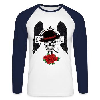Cross Gangster Italy Mafia Evil Spirit Halloween - Unisex Long Sleeve Baseball T-Shirt - white/navy - Front - Nik (191cm)