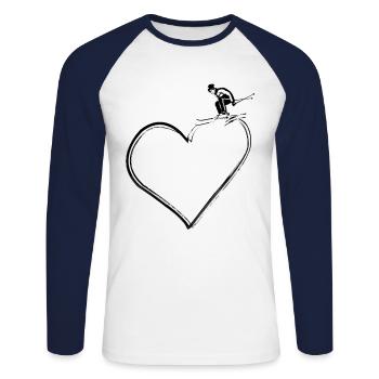 Ski Ski Hiver Sports d’hiver Cadeau - T-shirt baseball manches longues Homme - blanc/marine - Devant - Nik (191cm)