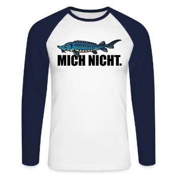 Stör Angler witzig Stör mich nicht - Unisex Baseballshirt langarm - Weiß/Navy - Vorne - Nik (191cm)