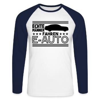 Elektroauto Fan - Unisex Baseballshirt langarm - Weiß/Navy - Vorne - Nik (191cm)