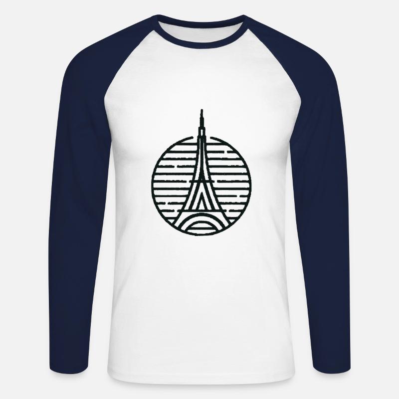 Paris - Unisex Baseballshirt langarm - Weiß/Navy