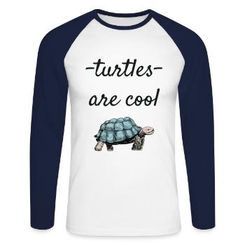 turtle - Unisex Long Sleeve Baseball T-Shirt - white/navy - Front - Nik (191cm)