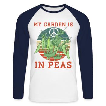 Pois petits pois drôle jardin de pois disant cadeau - T-shirt baseball manches longues Homme - blanc/marine - Devant - Nik (191cm)