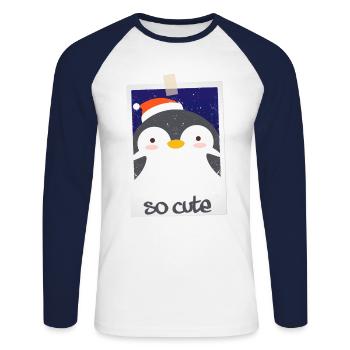 Penguin so cute 9/13 - Unisex Long Sleeve Baseball T-Shirt - white/navy - Front - Nik (191cm)