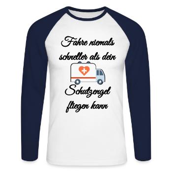 Rettungsdienst Arbeit Rettungssanitäter Sanitäter - Unisex Baseballshirt langarm - Weiß/Navy - Vorne - Nik (191cm)