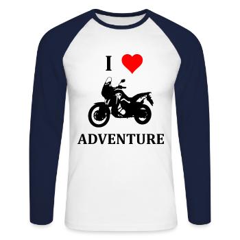Bike Touring Tourer Motorcycle Biker Gift - T-shirt baseball manches longues Homme - blanc/marine - Devant - Nik (191cm)