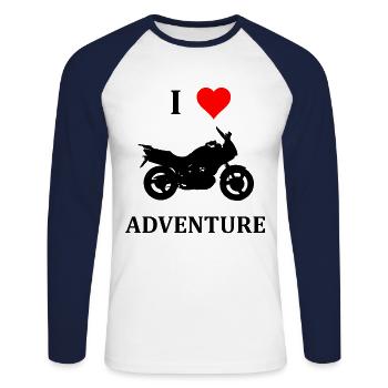 Bike Touring Tourer Motorcycle Biker Gift - T-shirt baseball manches longues Homme - blanc/marine - Devant - Nik (191cm)