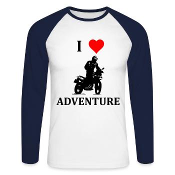 Bike Touring Tourer Motorcycle Biker Gift - T-shirt baseball manches longues Homme - blanc/marine - Devant - Nik (191cm)