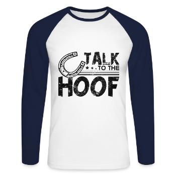 Talk to the hoof - Unisex Long Sleeve Baseball T-Shirt - white/navy - Front - Nik (191cm)