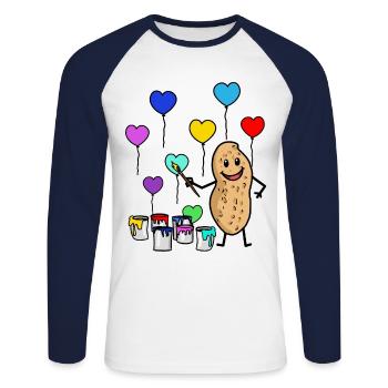 Maler Meister Erdnuss Künstler Pinsel Geburtstag - Unisex Baseballshirt langarm - Weiß/Navy - Vorne - Nik (191cm)