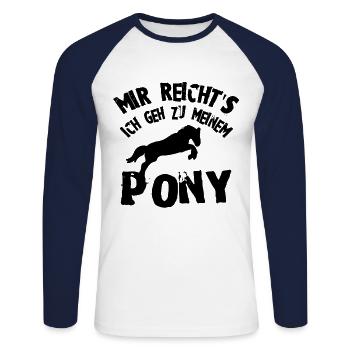 pony riding - Unisex Long Sleeve Baseball T-Shirt - white/navy - Front - Nik (191cm)