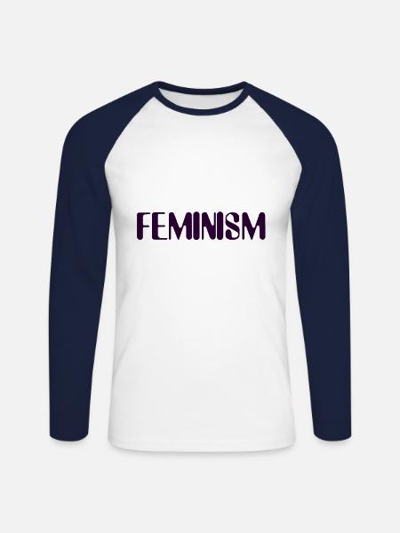 feminism - Unisex Long Sleeve Baseball T-Shirt - white/navy