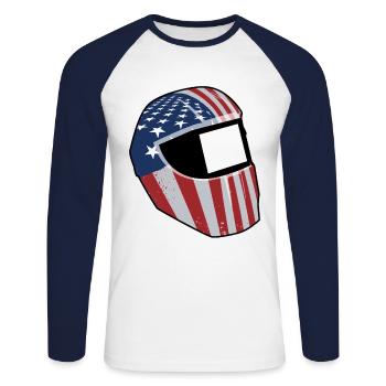 Welder USA Helmet Welding Gift Welder Ge - Unisex Long Sleeve Baseball T-Shirt - white/navy - Front - Nik (191cm)