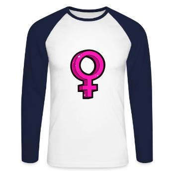 Symbole de la femme - T-shirt baseball manches longues Homme - blanc/marine - Devant - Nik (191cm)