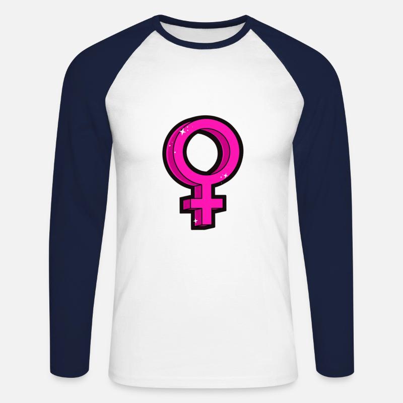 Frauensymbol - Unisex Baseballshirt langarm - Weiß/Navy