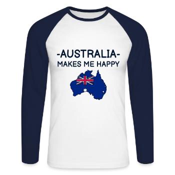 Australie - T-shirt baseball manches longues Homme - blanc/marine - Devant - Nik (191cm)