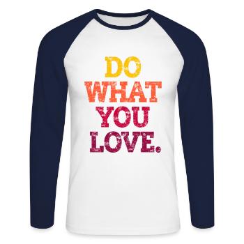 FAIS CE QUE TU AIMES. - T-shirt baseball manches longues Homme - blanc/marine - Devant - Nik (191cm)