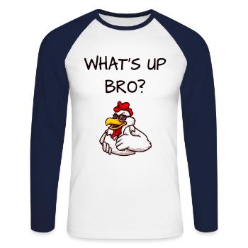 funny hen - Unisex Long Sleeve Baseball T-Shirt - white/navy - Front - Nik (191cm)