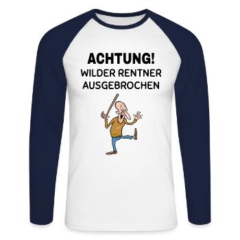 Rentner Spruch - Unisex Baseballshirt langarm - Weiß/Navy - Vorne - Nik (191cm)