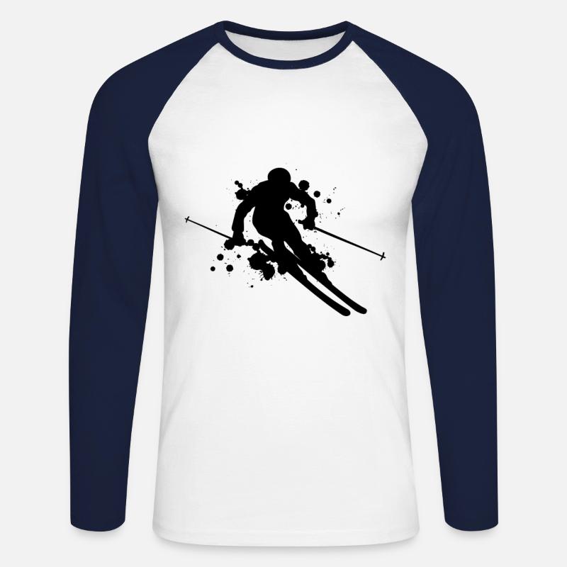 Skiing cool - Unisex Long Sleeve Baseball T-Shirt - white/navy