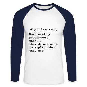 Programmation Informaticien Informaticien - T-shirt baseball manches longues Homme - blanc/marine - Devant - Nik (191cm)