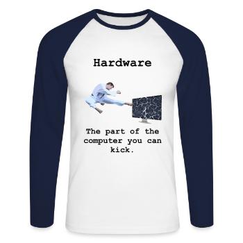 Programmation du matériel informatique - T-shirt baseball manches longues Homme - blanc/marine - Devant - Nik (191cm)