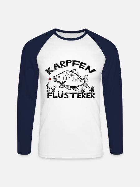 Karpfen Angler - Unisex Baseballshirt langarm - Weiß/Navy