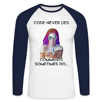 Programmer computer science vintage retro girl - Unisex Long Sleeve Baseball T-Shirt - white/navy - Front - Nik (191cm)