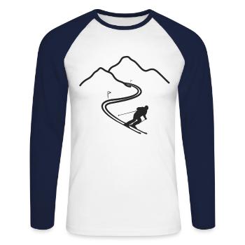 Cadeau pour les sports d'hiver - T-shirt baseball manches longues Homme - blanc/marine - Devant - Nik (191cm)