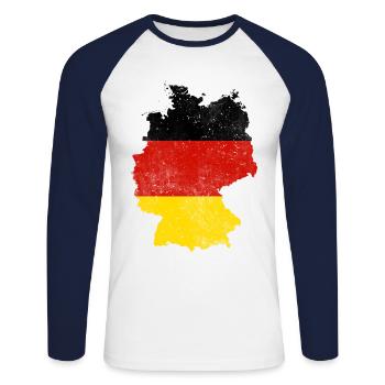 Germany map flag gift - Unisex Long Sleeve Baseball T-Shirt - white/navy - Front - Nik (191cm)