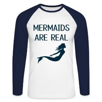 Mermaids - Unisex Long Sleeve Baseball T-Shirt - white/navy - Front - Nik (191cm)