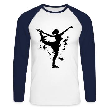 Eiskunstlauf - Unisex Baseballshirt langarm - Weiß/Navy - Vorne - Nik (191cm)