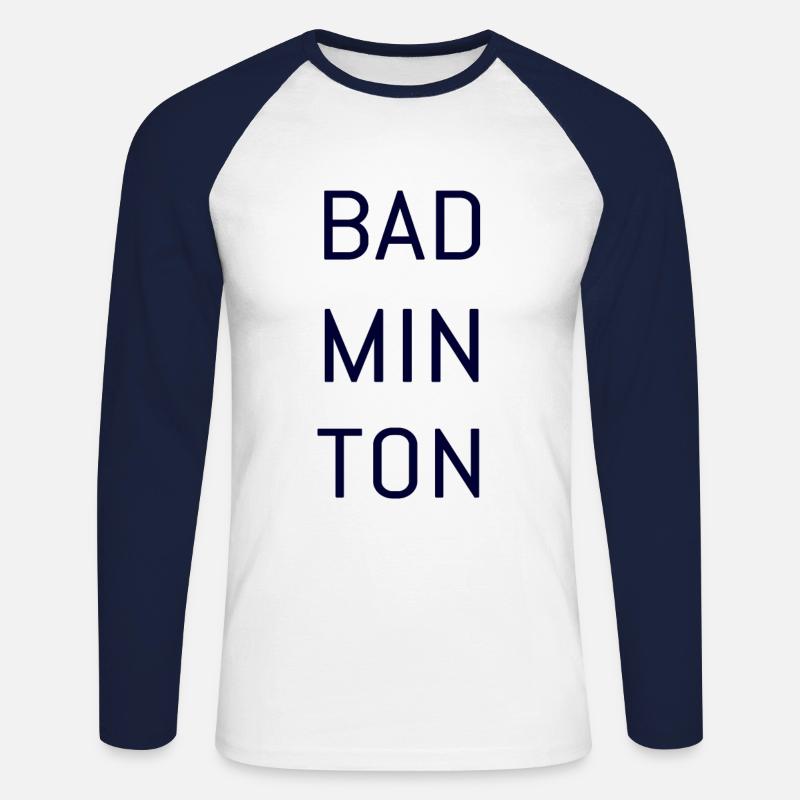 Badminton - Unisex Baseballshirt langarm - Weiß/Navy