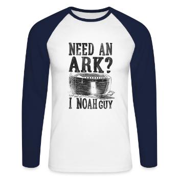 Christian bible verse religion - Unisex Long Sleeve Baseball T-Shirt - white/navy - Front - Nik (191cm)