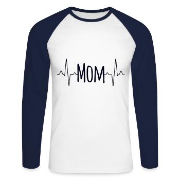 Mom mom - Unisex Long Sleeve Baseball T-Shirt - white/navy - Front - Nik (191cm)