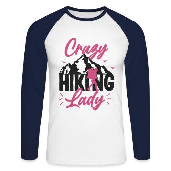 hike - Unisex Long Sleeve Baseball T-Shirt - white/navy - Front - Nik (191cm)