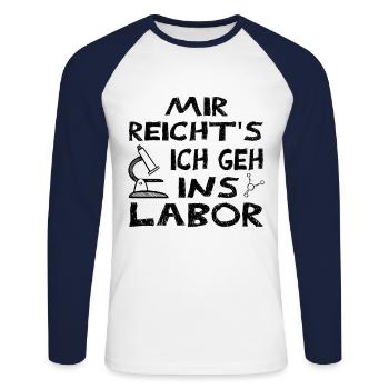 Labor Forschung - Unisex Baseballshirt langarm - Weiß/Navy - Vorne - Nik (191cm)