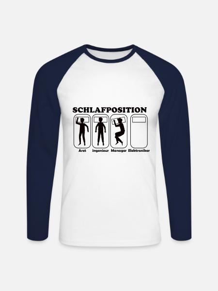 Schlafposition Elektriker - Unisex Baseballshirt langarm - Weiß/Navy