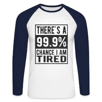 Fatigué 99% - T-shirt baseball manches longues Homme - blanc/marine - Devant - Nik (191cm)