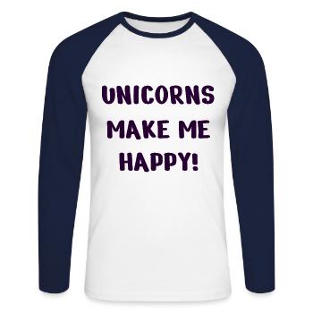 Einhorn Spruch - Unisex Baseballshirt langarm - Weiß/Navy - Vorne - Nik (191cm)