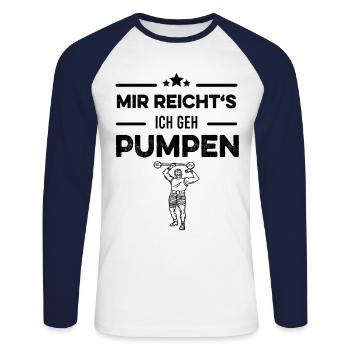 Mir reichts gehe pumpen trainieren Fitnesscenter - Unisex Baseballshirt langarm - Weiß/Navy - Vorne - Nik (191cm)