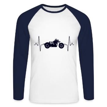 Motorcycle heartbeat - Unisex Long Sleeve Baseball T-Shirt - white/navy - Front - Nik (191cm)