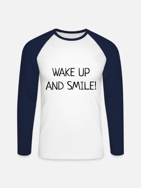 smile - Unisex Long Sleeve Baseball T-Shirt - white/navy