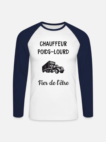 Chauffeur poids lourd - T-shirt baseball manches longues Homme - blanc/marine
