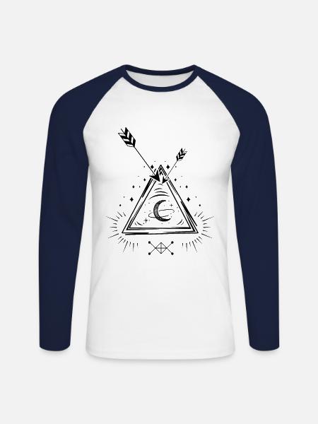 Mond Pfeil - Unisex Baseballshirt langarm - Weiß/Navy