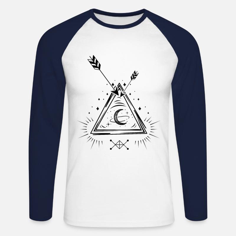 Mond Pfeil - Unisex Baseballshirt langarm - Weiß/Navy