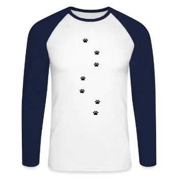 Pattes - T-shirt baseball manches longues Homme - blanc/marine - Devant - Nik (191cm)