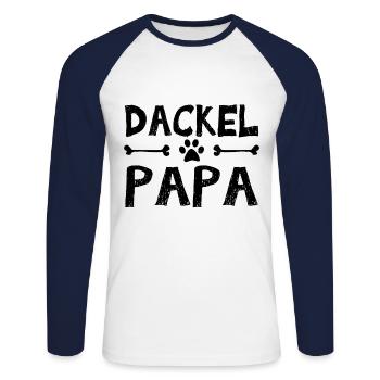 Dackel Vater - Unisex Baseballshirt langarm - Weiß/Navy - Vorne - Nik (191cm)