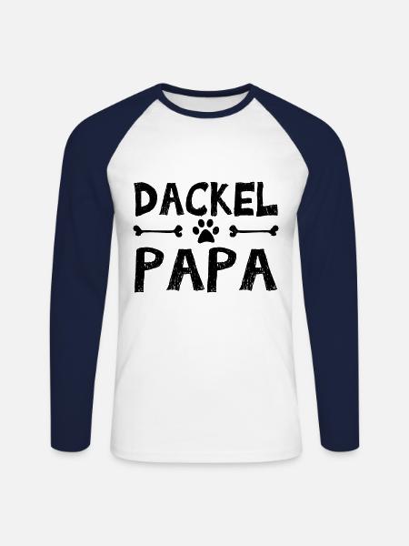 Dackel Vater - Unisex Baseballshirt langarm - Weiß/Navy
