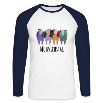 Landwirt Muhviehstar - Unisex Baseballshirt langarm - Weiß/Navy - Vorne - Nik (191cm)